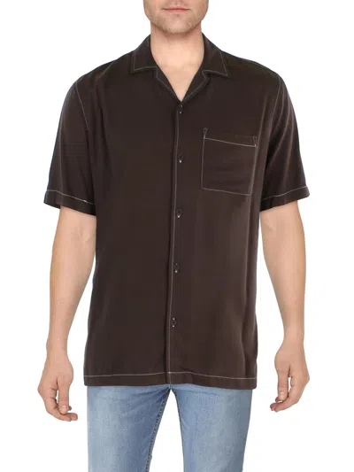COTTON ON RIVIERA MENS CRINKLED SHORT SLEEVE BUTTON-DOWN SHIRT 