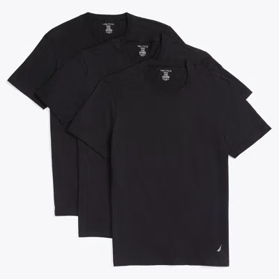 Nautica Mens Crew T-shirts, 3-pack In Black