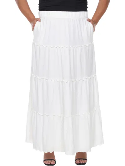 White Mark Womens Tiered Polyester Maxi Skirt In White