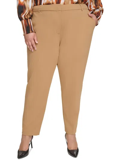 Calvin Klein Plus Womens High Rise Ankle Straight Leg Pants In Multi