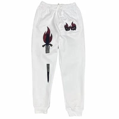 Roku Studio Men's Double Eye Sword Rhinestone Sweatpants In White In White