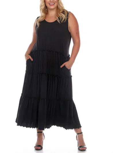 White Mark Plus Womens Scoop Neck Midi Midi Dress In Black