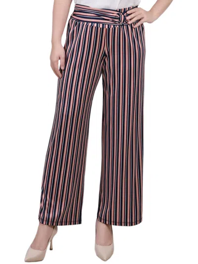 Ny Collection Plus Size Cropped Pull On Pants With Faux Belt In Multi