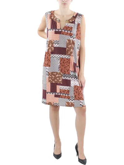 Ny Collection Petites Womens Aztec Print Short Tunic Dress In Multi