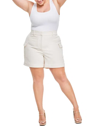 Nina Parker Plus Womens Pockets Stretch Cargo Shorts In Multi