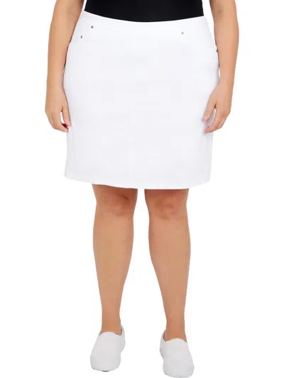 Hearts Of Palm Plus Size Essentials Tech Stretch Pull On Skort With Elastic Wasitband In White