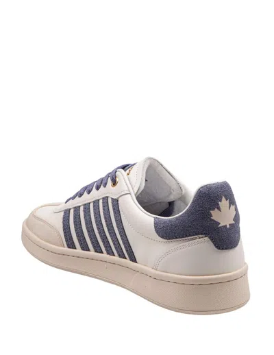 Dsquared2 Boxer Sneakers In Leather And Suede Color Milk And Blue In Beige