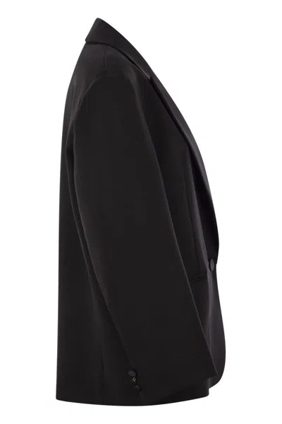 Weekend Max Mara Sava - Stretch Wool Blend Canvas Oversized Blazer In Black