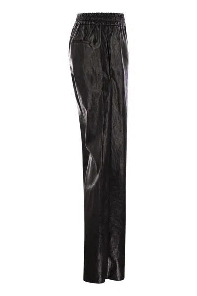 Weekend Max Mara Plutone - Coated Fabric Wide Trousers In Black