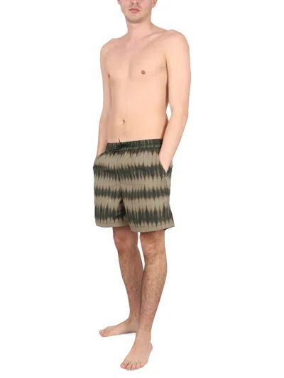 Apc A.p.c. Men Swimsuit With Print In Brown