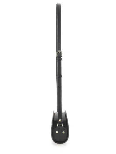 Apc A.p.c. Women Black Leather Mini Demi Lune Shoulder Bag In Black
