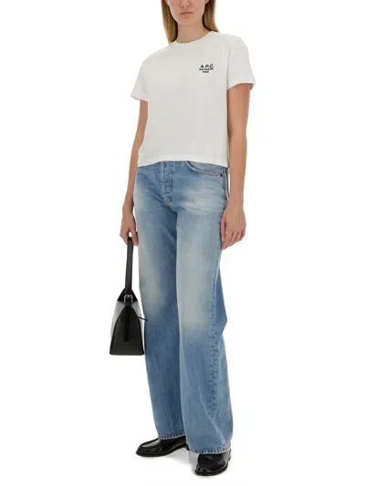 Apc Logo Embroidered Organic Cotton T-shirt In White