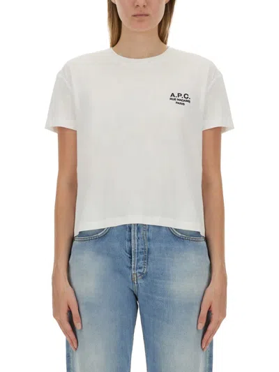 Apc Logo Embroidered Organic Cotton T-shirt In White