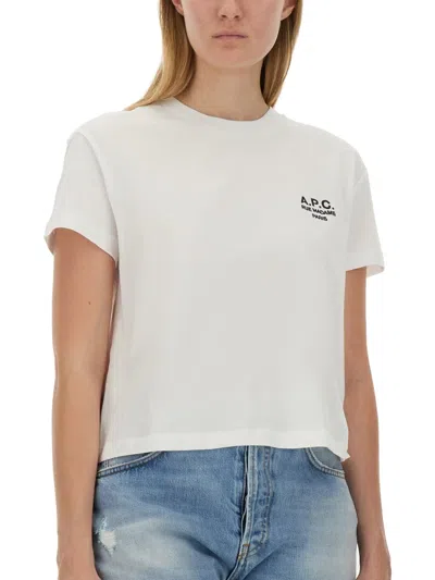 Apc Logo Embroidered Organic Cotton T-shirt In White