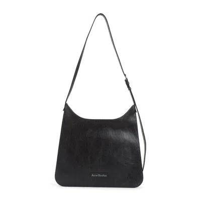 Acne Studios Platt Shoulder Bag In Cracked Leather In Black