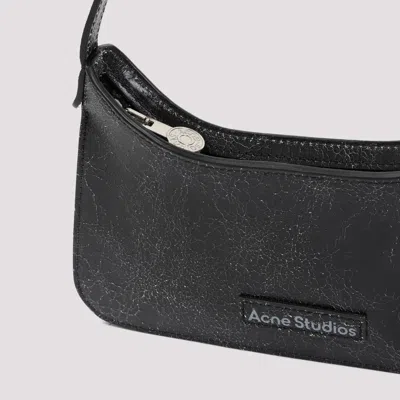 Acne Studios Mini Platt Crackled Leather Shoulder Bag In Black
