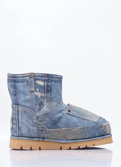 ACNE STUDIOS ACNE STUDIOS WOMEN DENIM-PRINT LEATHER BOOTS 