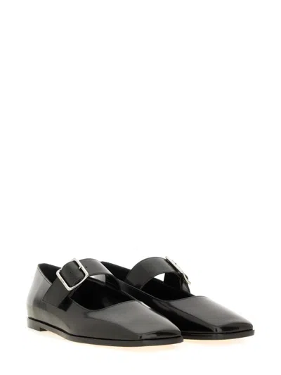 Aeyde Sunny Polido Dancer Lamb Leather Flats In Black