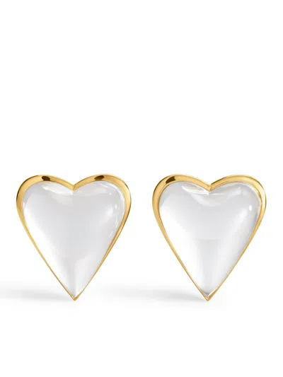 Alaïa Bombe Heart Embellished Earrings In Gold