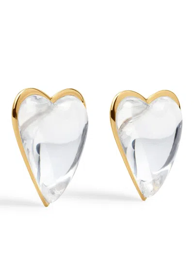 Alaïa Bombe Heart Embellished Earrings In Gold