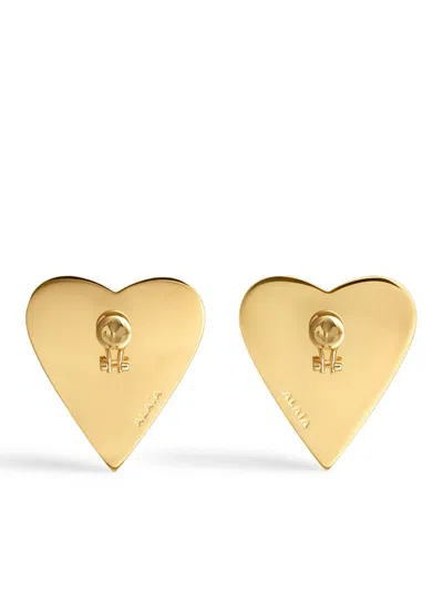 Alaïa Bombe Heart Embellished Earrings In Gold