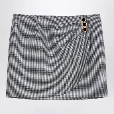 Alessandra Rich Houndstooth Wool Mini Skirt In Black