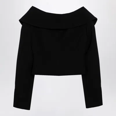 Alessandra Rich Single-breasted Off-shoulder Blazer In Black