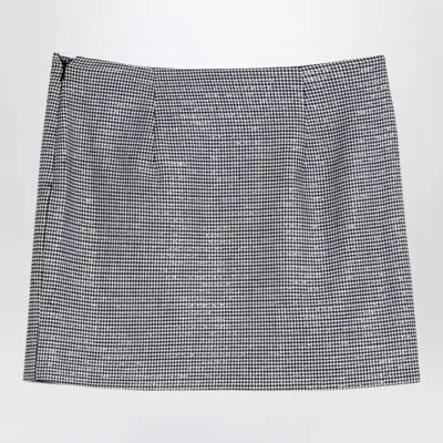Alessandra Rich Houndstooth Wool Mini Skirt In Black