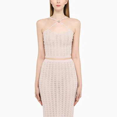 Alessandra Rich Knitted Halter Neck Top In Pink