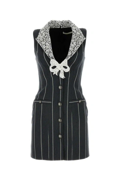Alessandra Rich Pinstripe Wool-blend Minidress In Multicolor