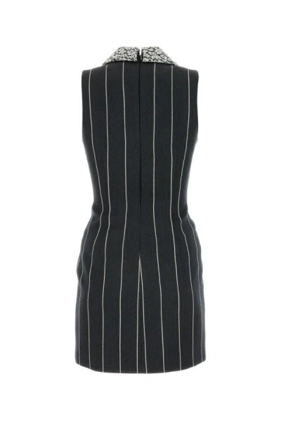 Alessandra Rich Pinstripe Wool-blend Minidress In Multicolor