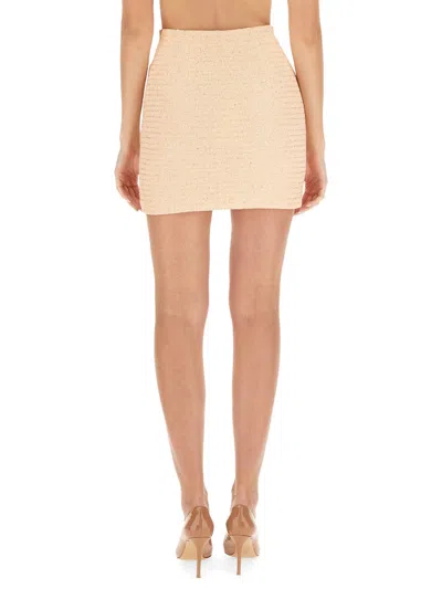 Alessandra Rich High-waisted Slim Fit Tweed Skirt In Yellow