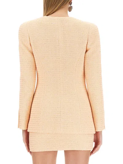 Alessandra Rich Tweed Jacket Featuring Button Detailing In Yellow