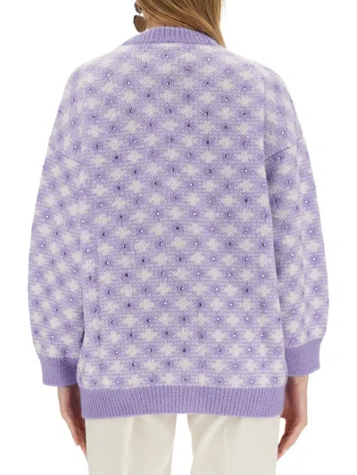 Alessandra Rich Women's V-neck Cardigan In Purple