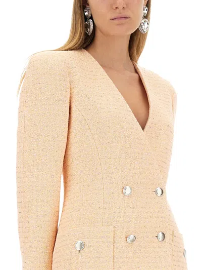 Alessandra Rich Tweed Jacket Featuring Button Detailing In Yellow