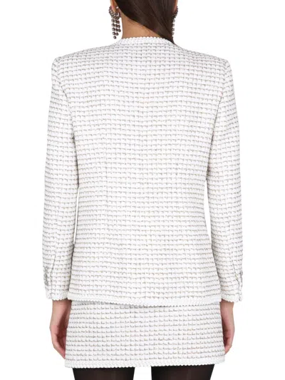 Alessandra Rich Lurex Cotton-blend Tweed Blazer In White