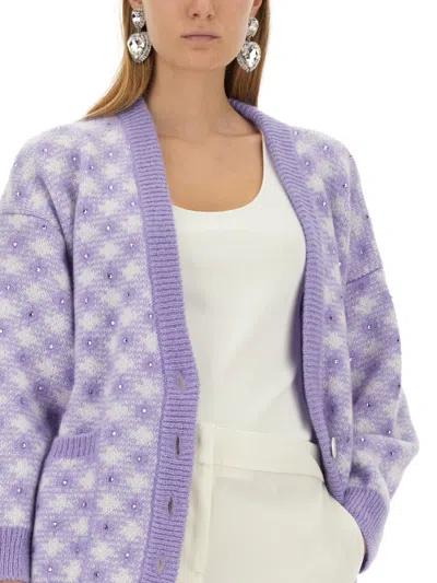 Alessandra Rich Women's V-neck Cardigan In Purple
