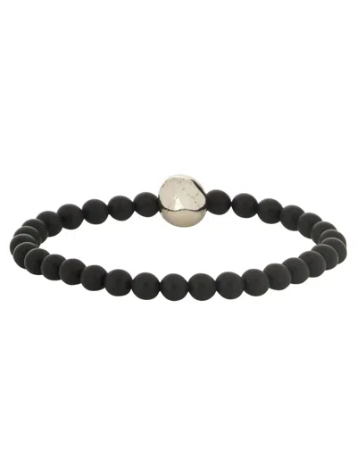 Alexander Mcqueen Skull Pearl Bracelet In Black