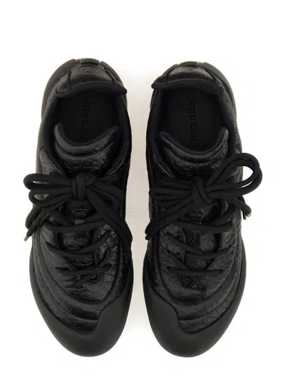 Alexander Mcqueen Flexion Leather Sneakers In Black