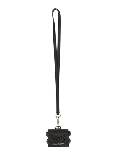 Alexander Mcqueen Black Airpods Pro Case With Harness Detail In Leather Man In Black