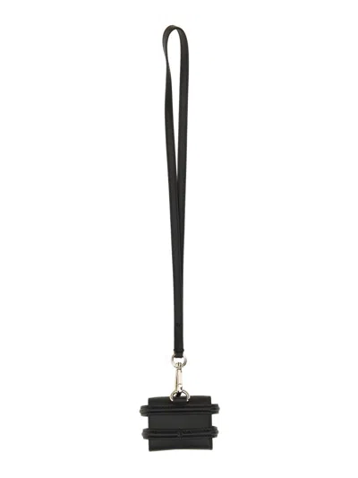 Alexander Mcqueen Black Airpods Pro Case With Harness Detail In Leather Man In Black