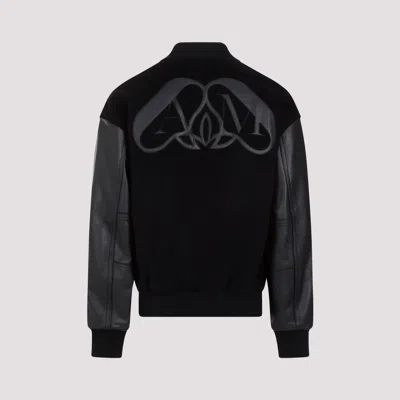 Alexander Mcqueen Calf Leather Jacket Men In Black