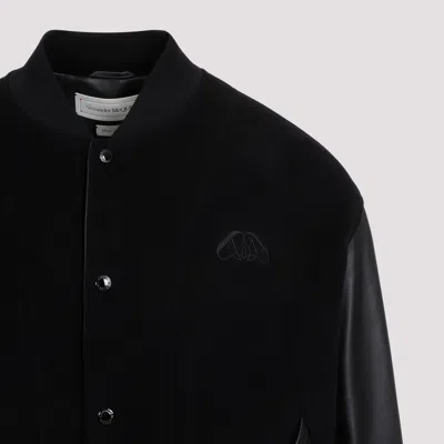 Alexander Mcqueen Calf Leather Jacket Men In Black