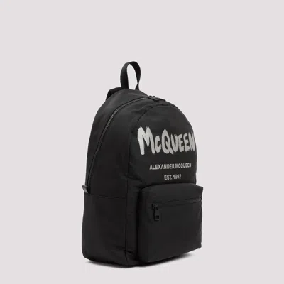 Alexander Mcqueen Black Graffiti Metropolitan Printed Backpack In Black