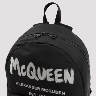 Alexander Mcqueen Black Graffiti Metropolitan Printed Backpack In Black