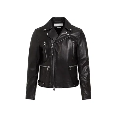 Alexander Mcqueen Slim-fit Zip-detailed Leather Biker Jacket In Black