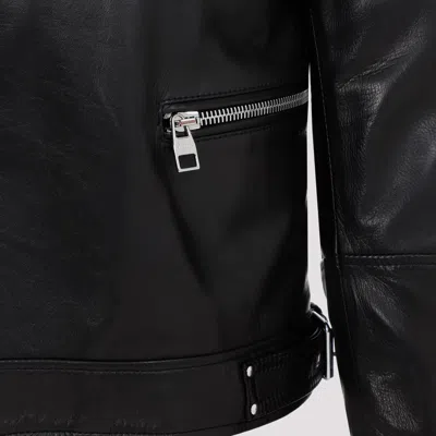 Alexander Mcqueen Slim-fit Zip-detailed Leather Biker Jacket In Black