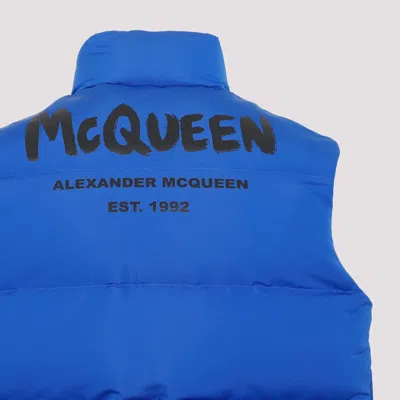 Alexander Mcqueen Man Down Jacket Bright Blue Size 40 Polyester In Blue