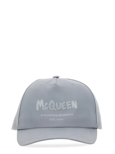 Alexander Mcqueen Logo Printed Baseball Cap In Gray