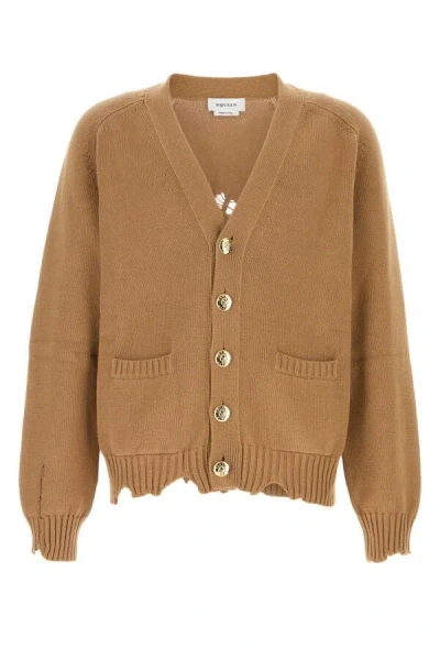 Alexander Mcqueen Distressed Skull Cardigan In Brown